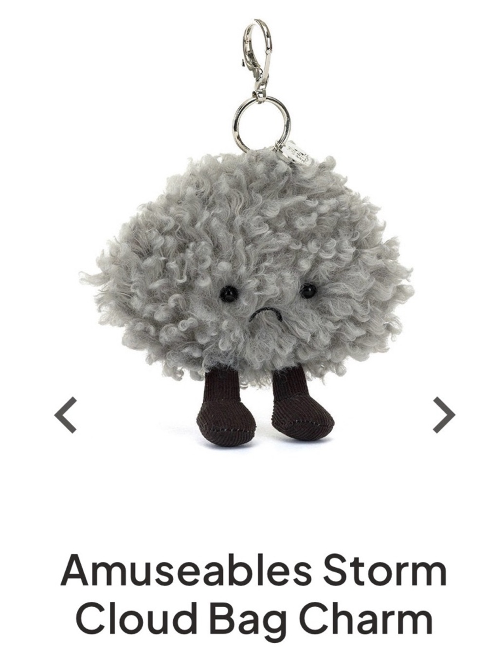 Jellycat amuseable storm cloud bag charm out of stock new without tag tags!